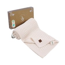 100 Organic Cotton Baby Knitted Blanket with Gift Box - Soft Toddler, Crib, ...
