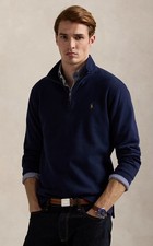 NWT Polo Ralph Lauren Big  Tall NAVY BLUE Estate Rib 1/4 Zip Cotton Pullover