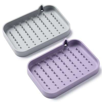 2 Pack Soap Dish, Non-Slip Draining Soap Holder for Shower, Bathroom, Kitchen