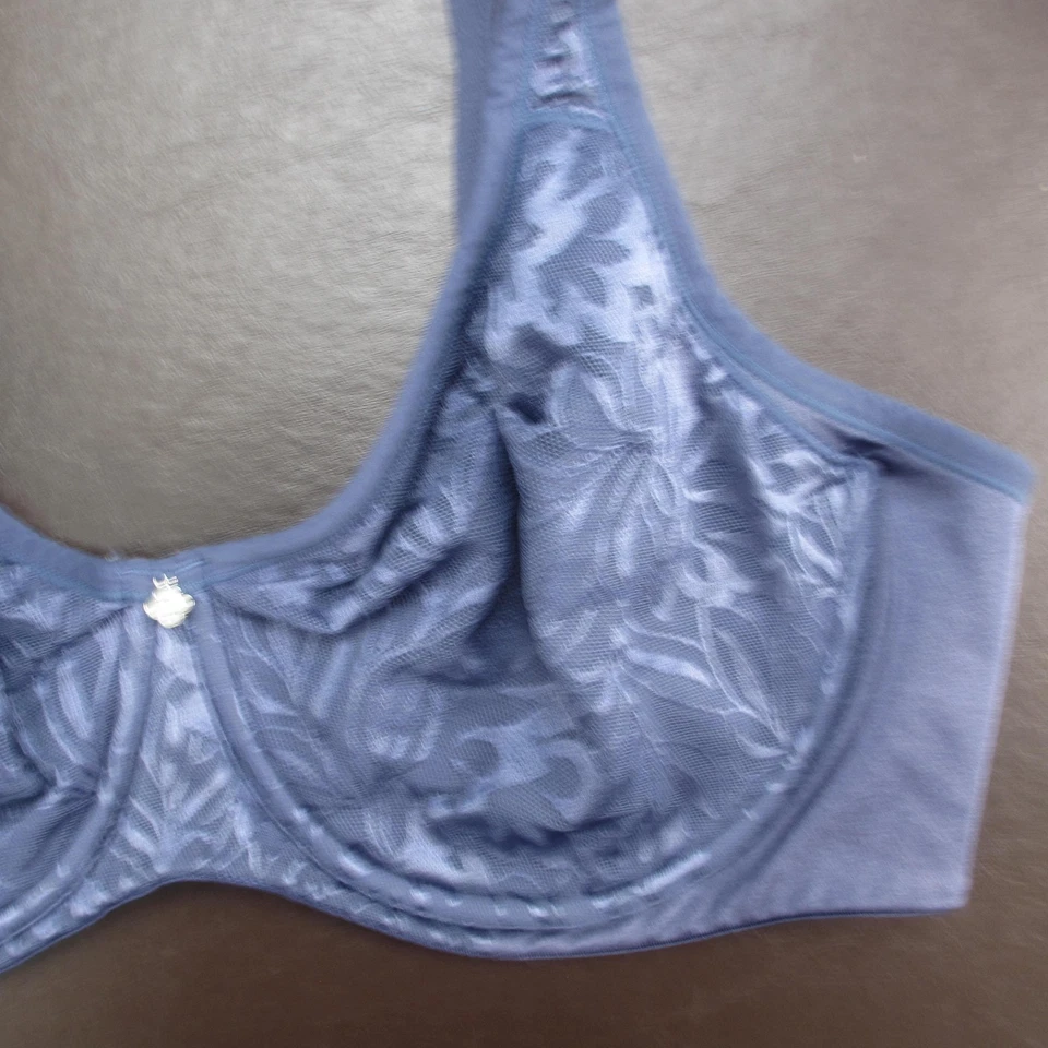 Бюстгальтер женский Bali 40C синий полное покрытие вышитое на косточках цветочная кружевная сетка - Изображение 4 из 4