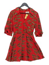 Alice + Olivia A-Line Midi Dress UK4 in Red