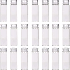 MaxMau 24 Tiny Jars with Aluminum Screw Lids 15ml Small Glass Bottles Clear 