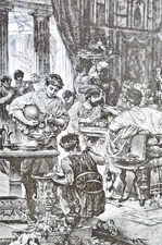 A ROMAN BANQUET-  1894 Best Men and Famous Women Engraving Print