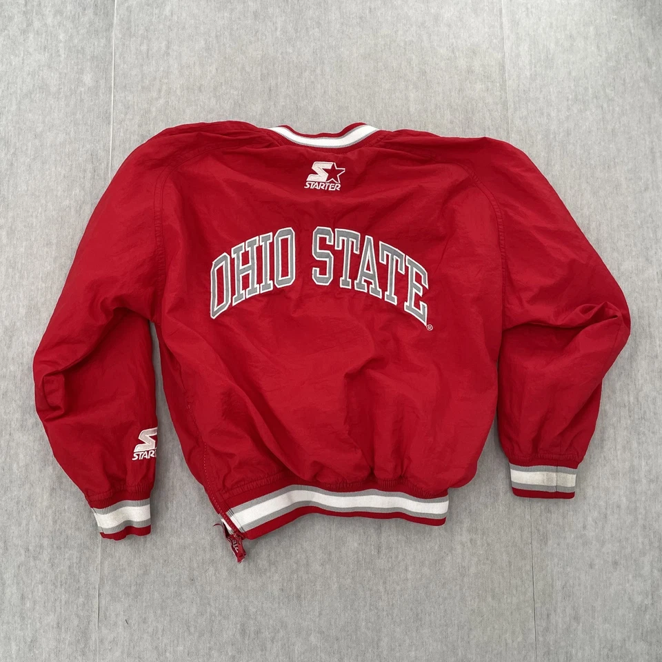 Jaqueta vintage Ohio State Buckeyes infantil pequena vermelha iniciante corta-vento meninos P - Imagem 2 de 4