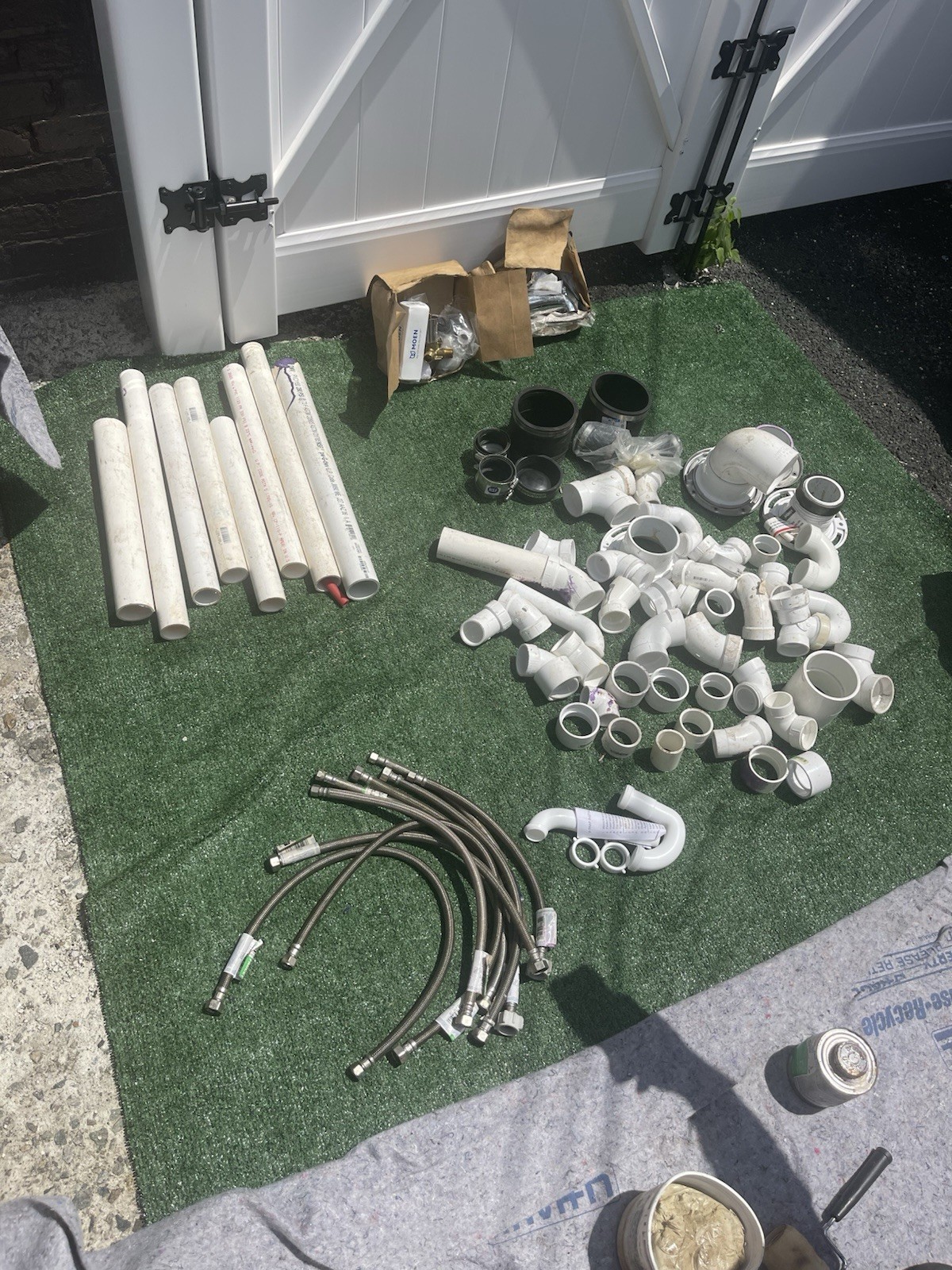 Plumbing Supply Lot - PVC Pipes, Fittings, & Braided Hoses - Everything You Need