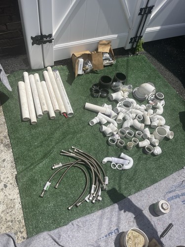 Plumbing Supply Lot - PVC Pipes, Fittings, & Braided Hoses - Everything You Need