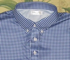 COLLARS & CO Blue Gingham Long Sleeve Polo Shirt XL