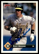 1993 Donruss Scott Brosius Auto Oakland Athletics #419 COA Card Signed