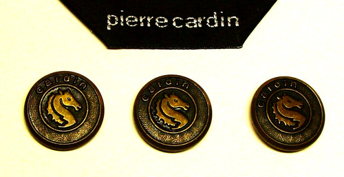 PIERRE CARDIN Replacement Buttons 3 Dark Bronze Tone Metal 20mm GOOD USED COND