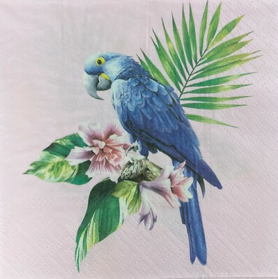 Two Individual Luncheons Decoupage Paper Napkins Animals Birds Parrot Exotic