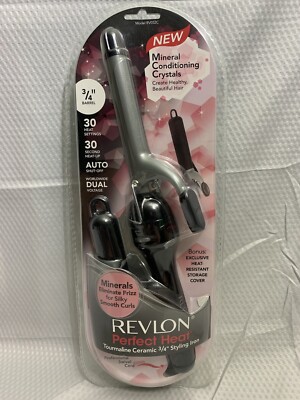 REVLON Perfect Heat Ceramic Styling Curling Iron 3/4'' NEW Swivel Cord #RV052C