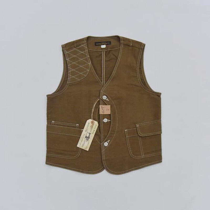 BOB DONG Cotton Twill Hunting Waistcoat Vintage Men Game Pocket Workwear Vest