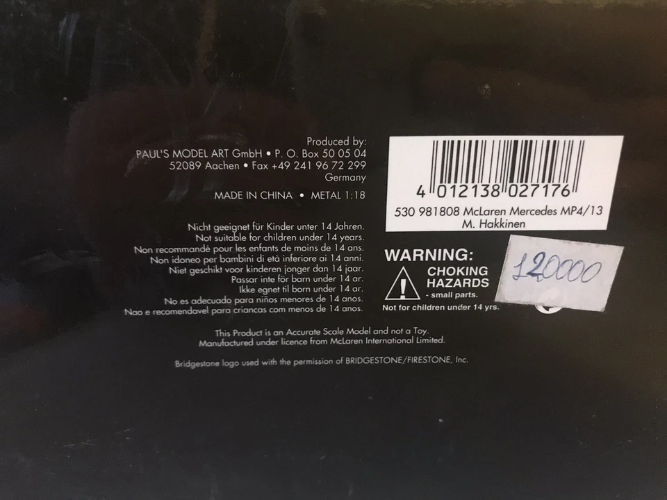 McLaren mp4/13 Mika Hakkinen Minichamps 1/18 McLaren Collection - Immagine 3 di 4