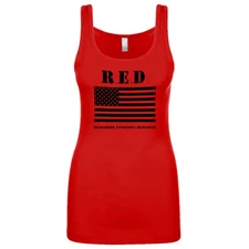 Women's Remember Everyone Deployed RED Friday Flag Veteran Military Tank Top
