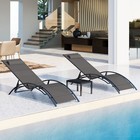 Set of 2 Aluminum Adjustable Patio Chaise Lounge Chairs Recliner with Side Table — photo 2
