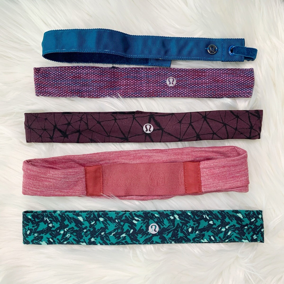 Lot of 5 Lululemon headbands Ribbon & velvet and soft 