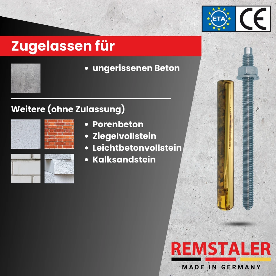 Verbundankerpatrone + Ankerstange M8-M20 / Mörtelpatrone / Verbundanker / ETA - Bild 2 von 4
