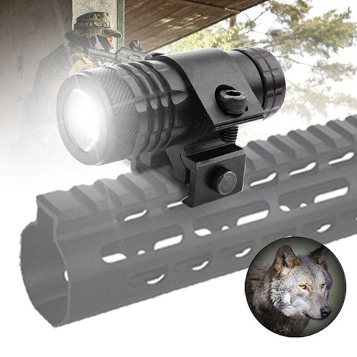 600LM LED Tactical Gun Rifle Flashlight Pistol Rail Mount Hunting Light Torch - Picture 3 of 10