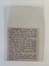 Gary Kroll No Hitter Johnson City Phillies 1959 Sporting News Baseball Panel