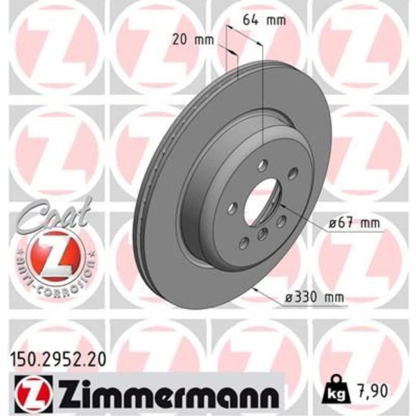 Zimmermann Bremsscheibe Ø330 BelüFtet Hinten Links FüR BMW X6 4 Cabriolet G01-image