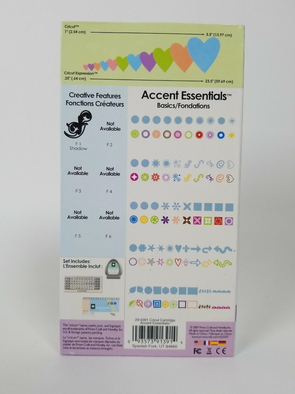 Cricut Shapes Cartridge ACCENT ESSENTIALS Complete w/ Keyboard Overlay