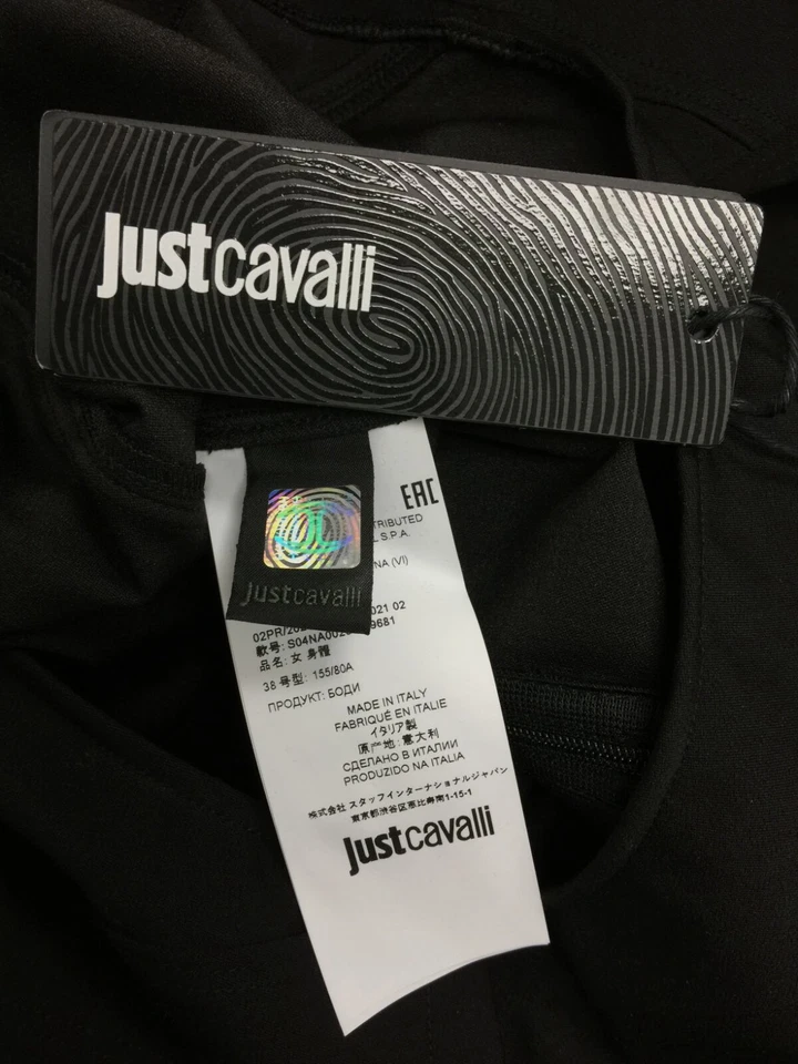 $655 Just Cavalli Mujer Negro Manga Larga Burnout Body Talla 36/ EE. UU. 1 Foto 2 de 2