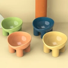 Yellow Elevated Cats & Dog Bowl for Neck-Friendly Design Aids Digestion