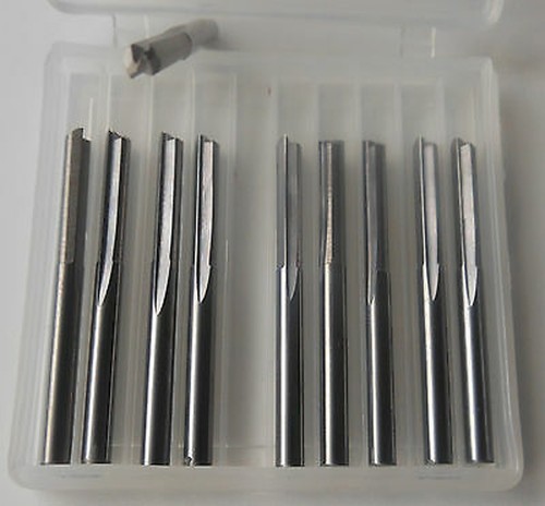 10 pezzi 3,175 mm x 2 mm x 22 mm 2 frese estremità flauto dritte CED 2,0 mm CEL 22 mm - Foto 3 di 10