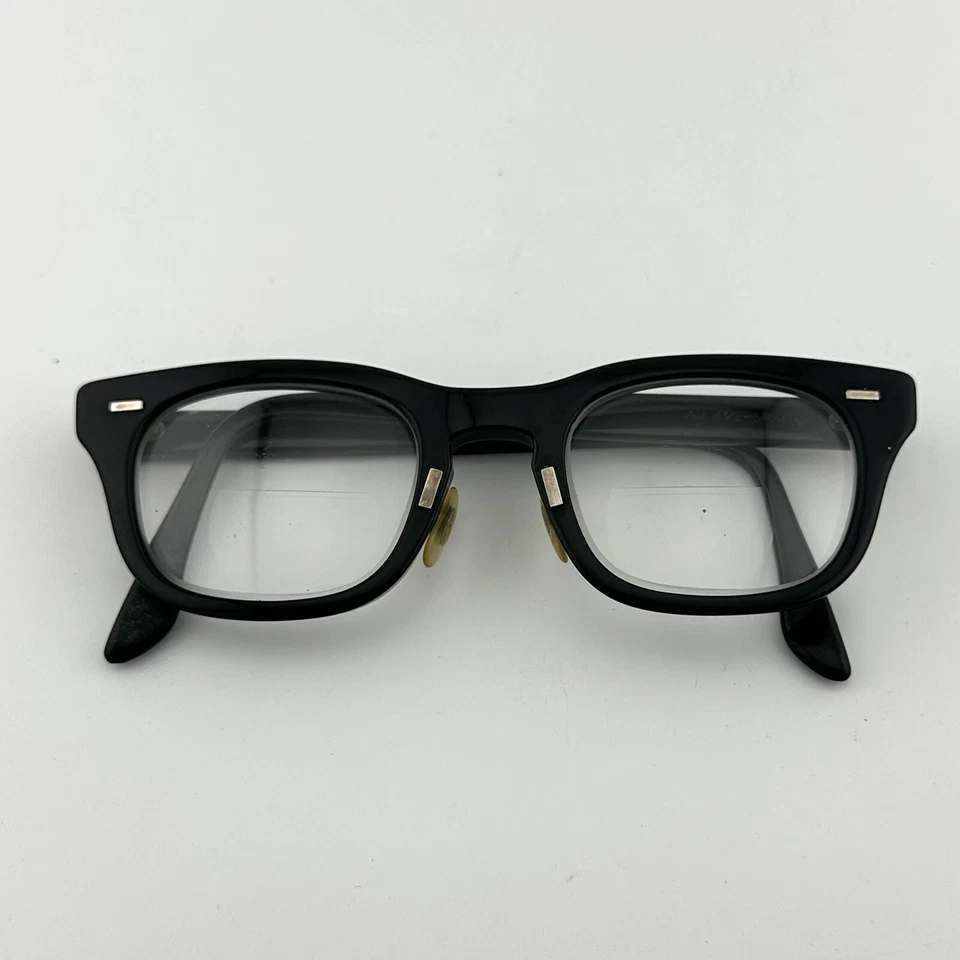 Gafas Negras Ópticas Americanas Bausch Lomb 46 [] 22 B&L AO 4 1/2 - 5 3/4 De Colección Foto 2 de 4