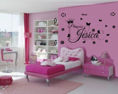 Personalisierte Prinzessin Mädchen abnehmbar Vinyl Wandkunst Aufkleber Wandbild Zuhause Zum Selbermachen