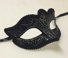 MENS LADIES MASQUERADE BALL MASK VENETIAN PARTY EYE MASK NEW BLACK CARNIVAL