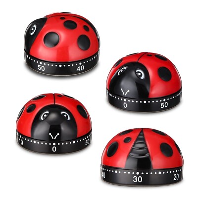 4 Pcs Ladybug Kitchen Timers for Cooking Cute Ladybug Cooking Timer 60 Minute...