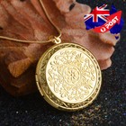 18K Yellow Gold GP Photo Picture Locket Flower Charm Pendant Necklace Men Women
