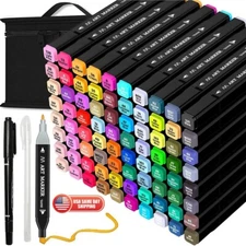80 Colors Markers Graphic Drawing Painting Alcohol Art Dual Tip Sketch Pens