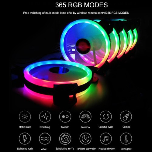 1-10stk LED Case Fan Lüfter RGB Aura Gehäuselüfter 120mm PC Kühlung Lüfter - Afbeelding 6 van 21