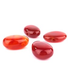 Karneol / Carneol - Cabochon Anhänger Tropfen Linsenstein gebohrt A - Qualität