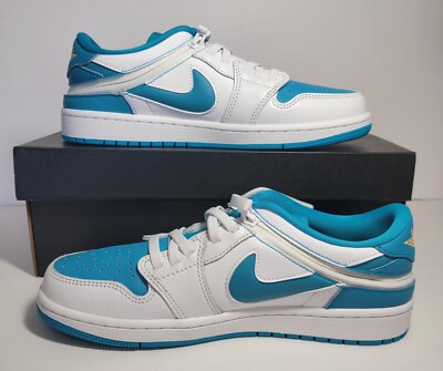 Jordan 1 Low Flyease Shoe Men's US 9 White Celestial Gold Aquatone