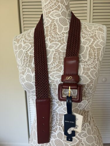“Cole Haan” Woman Belt Size M Leather & Wax Cord Weave - Picture 1 of 10