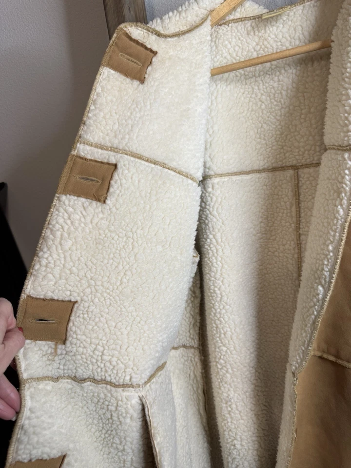 Abrigo/Chaqueta Penny Lane Forrada Sherpa Gamuza Camel Vintage Talla 1X Foto 4 de 4