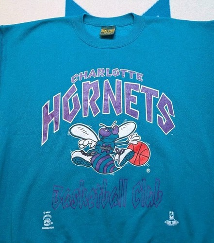 Felpa Charlotte Hornets vintage made in USA girocollo pullover noce moscata XL - Foto 2 di 8