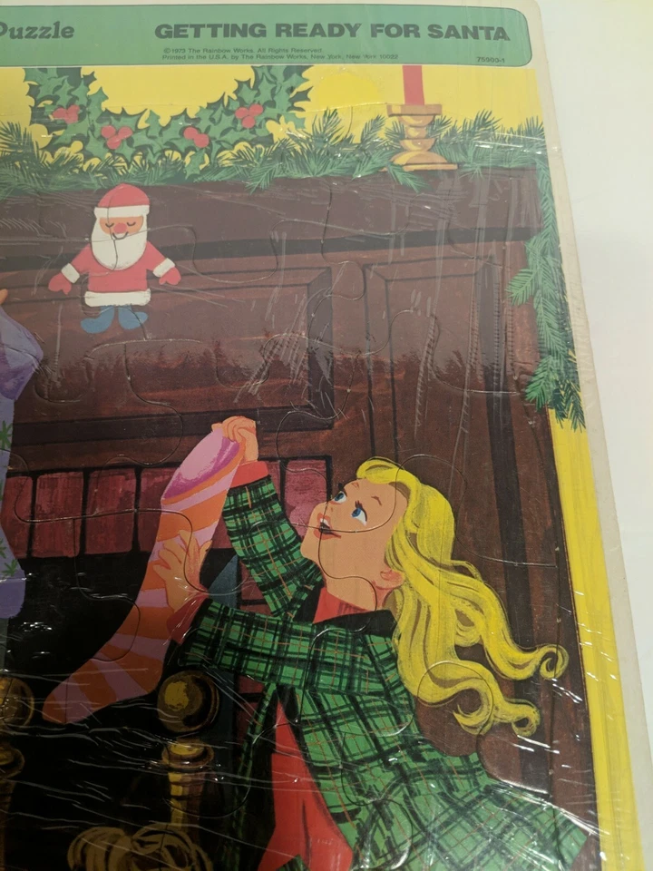 Vintage Frame Puzzle 1973 Getting Ready For Santa - Image 3 of 4