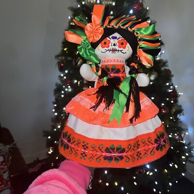 catrina day of the dead doll/ Mexican Rag Doll/muñeca Artesanal/ Lele ...