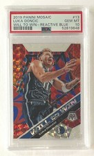 2019-20 Panini Prizm Mosaic Blue Reactive /99 Luka Doncic Will to Win PSA 10 Gem