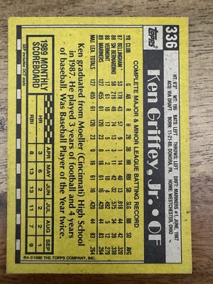 1990 Topps Ken Griffey Jr #336 'Bloody Scar' Error Card | eBay