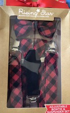 Bowtie  Suspender Set Infant/toddler Adjustable Red/black