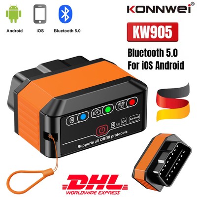 Konnwei Kw905-Elm327 V2.0 Obd2 Scanner Bluetooth 5,0 Für Ios Android Auto Diagno