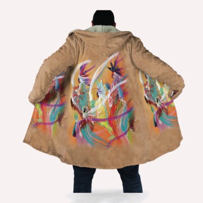 Rainbow Dance Native American 3D All Over Printed Hooded Cloak Coat