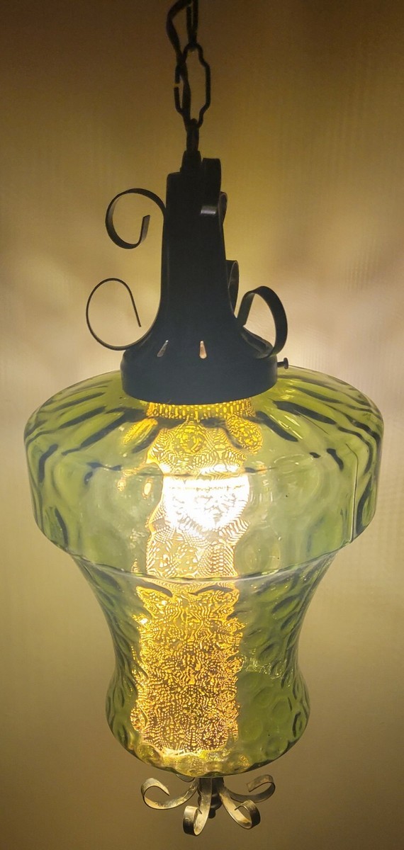 Vtg/Antique 1960's-70's MCM Retro Green Swirl Glass Hanging Vtg/Antique 1960's-70's MCM Retro Green Swirl Glass Hanging