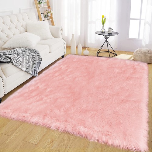 Faux Fur Sheepskin Area Rug Non-Skid Furry Carpet for Living Room in Many Colors - Picture 30 of 76