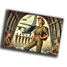 nice vintage retro woman Airborne Paratroopers WW2 Photo Glossy 4 6 in I42